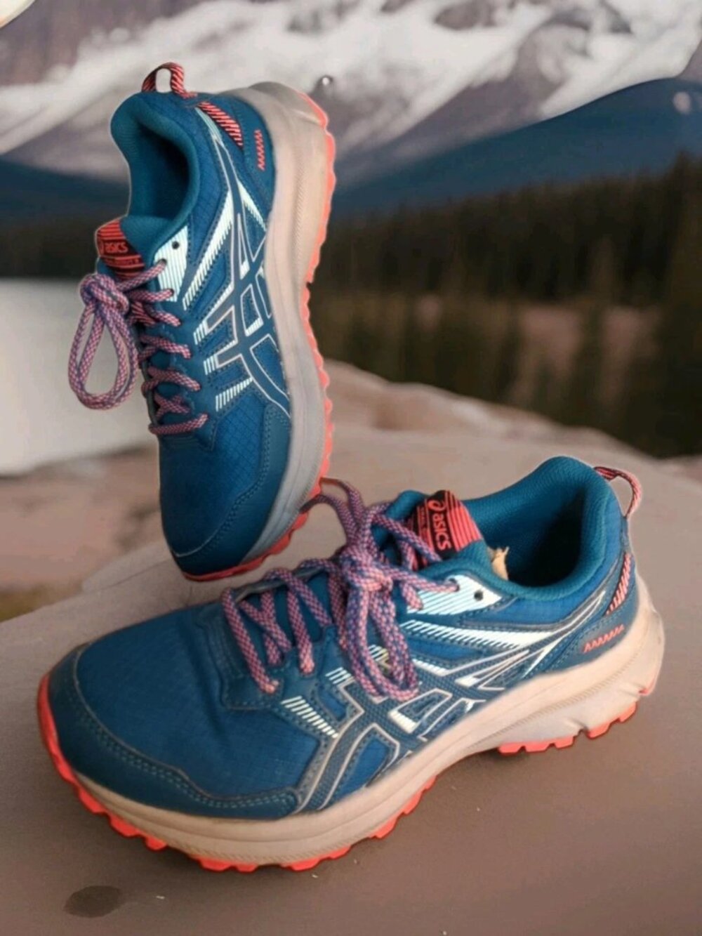 Asics Trail Scout 2 Women's Sz 7 Blue Coral Mesh Running Shoes Sneakers Trainer